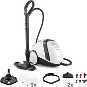 Polti Vaporetto Smart 120, Pulitore A Vapore con Caldaia, Pressione 4 Bar, Potenza Max 1500 W, Serbatoio Estraibile 2 L, Riscaldamento in 2 Minuti, 14 Accessori inclusi, Bianco e Nero