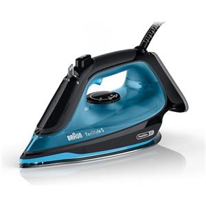 Braun TexStyle 5 SI5256BL, Ferro da Stiro con Piastra FreeGlide 3D SuperCeramic, Punta di Precisione, Manico Aperto Ergonomico, Ricarica 300ml, Sistema Antigoccia, Colpo Vapore 210 g/min, 2600W, Blu