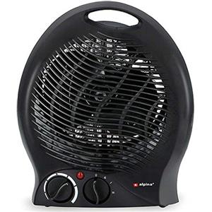 Bakaji Caldobagno Stufa Elettrica Potenza 2000 Watt Termoventilatore 2 Potenze con Termostato Regolabile + Funzione Ventilatore Freddo e Manico per il Trasporto Dimensione 13 x 13 x 29 cm (Nero)