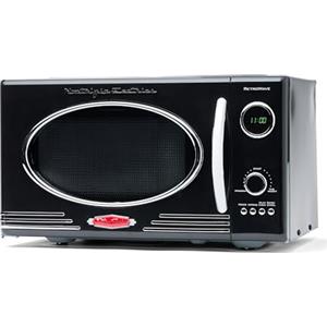 Nostalgia Microonde Retro Banco Potenza 800 Watt 25,4L 12 Impostazioni di Cottura Preimpostate Orologio Digitale Elettrodomestici da Cucina Nero