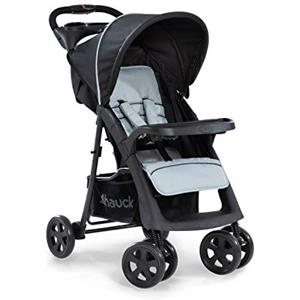 hauck Passeggino Shopper Neo 2 - Passeggino Compatto dalla Nascita fino a 22kg - Passeggino Pieghevole con 2 Portabibite e Vassoio Reclinabile con Finestrina - Portaoggetti XL Fino a 3kg-Nero, Argento