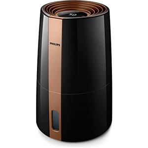 Versuni Philips 3000 Series Umidificatore d'Aria - 25 W, Fino a 45 m2, Diffonde il 99% di Batteri in Meno*, Favorisce l'Idratazione della Pelle, Modalità Sleep Silenziosa, Nero (HU3918/10)