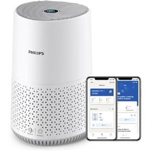 Versuni Philips Purificatore d'Aria Serie 600, Sensore Intelligente, ideale per le allergie, il filtro HEPA rimuove il 99,97% degli inquinanti, Copre fino a 44m2, controllo tramite App, Bianco (AC0651/10)