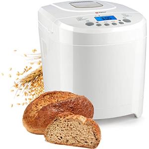 BAKAJI Macchina per il Pane Torte e Marmellate, Potenza 600W, Timer Impostabile Fino a 10 ore, 12 Livelli Cottura Personalizzabile, Segnale Sonoro di Indicazione, Display LCD e Finestra Controllo