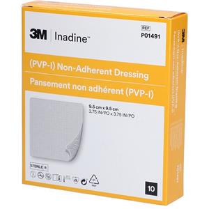 3M Inadine Medicazione Antisettica Non Aderente 9,5x9,5 cm - 10 Pezzi con Iodio-Povidone