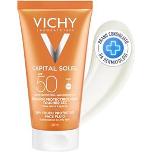 Vichy Emulsione Viso Anti-Lucidità SPF 50+, Per Tutti i Tipi di Pelle, Effetto Asciutto e Opacizzante, Protezione UV, Con Filtro Mexoryl XL e Acqua Vulcanica, Capital Soleil, 50 ml