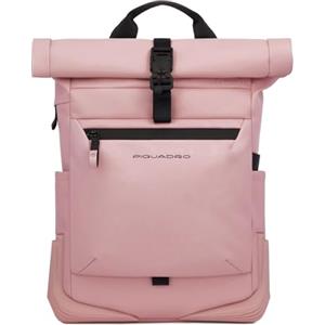 PIQUADRO Zaino roll-top in tessuto rosa