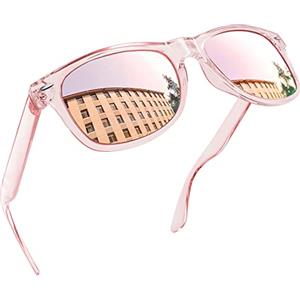 Joopin Occhiali da Sole a Specchio Donna Uomo Polarizzati Classici Quadrati UV400 Protezione per Guida Pesca Guidare Golf Retrò Anni 80 Design Sunglasses (Specchiati Rosa)