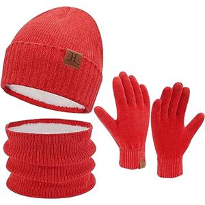 ZASFOU Donna Uomo Cappello Invernale Sciarpa Guanti Touch Screen Set Caldo Pile Foderati in Ciniglia Berretto Cappelli Scaldacollo Guanto Regali per Donna Uomo