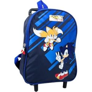 mybagstory - Zaino con ruote per ragazzo Sonic - Trolley - Blu - Bambino - Scuola - Scuola - Scuola - Scuola - Scuola - Scuola - Primaria - Misura 32 cm - Spalline regolabili - Idea Regalo, Bleu -