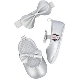 Ellepi Set Scarpe Primi Passi Fascetta Disney Minnie Ballerina Elegante neonata Bambina Mesi Pantofole Antiscivolo Calzini Bimba Scarpine Bambini Invernali Stivaletti Battesimo Cerimonia (WX6124, 6-12 Mesi)