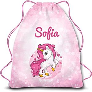 Babloo Zainetto Sacca a Spalla Sacchetto Asilo Bambina Personalizzata con Nome grafica Unicorno Rosa - Sport, Scuola, Tempo Libero, Asilo, Scuola Materna, Gita