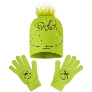 The Grinch Accessori Invernali, Cappello e Guanti Invernale o Cappello Donna Divertente - Regalo Donna (Verde 2 pz)