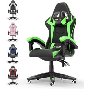 bigzzia Sedia da Gaming, Sedia Ergonomica Gaming con Cuscino Lombare+Poggiatesta,Sedia da Ufficio e Computer Regolabile in Altezza Per Adulti,Ragazze,Ragazzi (senza poggiapiedi, blu)