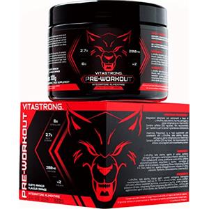 Vitastrong. Vitastrong Pre Workout - Potentissimo con Beta Alanina, Caffeina, L-citrullina, Taurina e Vitamine - Energia e Massa Pre-Workout - 300 g - 100% Made in Italy