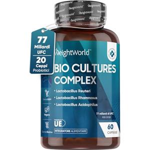 WeightWorld Fermenti Lattici Probiotici per Intestino Vegan, 77 Miliardi di UFC, 20 Ceppi Batterici, Fermenti Lattici Senza Lattosio, Lactobacillus Acidophilus, Bifidobacterium, Inulina, Probiotici Donna e Uomo