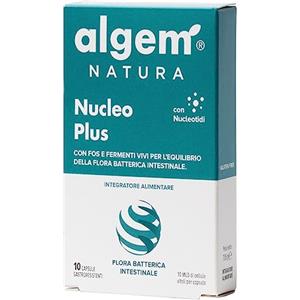 Algem Natura Probiotici E Prebiotici FOS Con Nucleotidi NUCLEO PLUS 10 Capsule Algem Natura® - Fermenti Lattici, Saccharomyces Boulardii Lactobacillus Acidophilus Bacillus Coagulans - Regolarità Intestinale