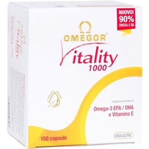 OMEGOR® Vitality 1000 con 90% di Omega-3 TG! Certificato 5* IFOS dal 2006. EPA 535mg e DHA 268mg per capsula. Struttura min. 90% trigliceridi e distillazione molecolare | 30 capsule