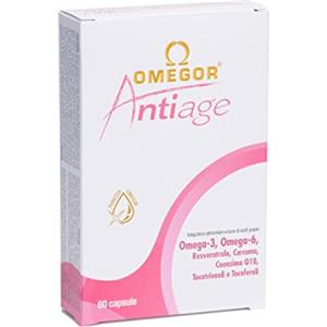 Omegor Antiage Integratore Pelle con Omega-3 e 6 (60 Capsule) ‒ Azione Antiossidante Contro Segni e Sintomi dell'Invecchiamento ‒ Con Resveratrolo, Curcuma, Alfa Lipoico e Coenzima Q10