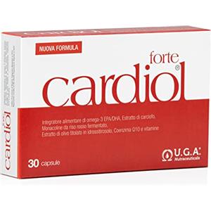 Omegor Cardiol Forte Integratore formulato in Italia (30 Capsule) - Con Omega-3 EPA e DHA da Olio di Pesce Purificato e Monacoline da Riso Rosso Fermentato - Per Cuore e Arterie in Salute