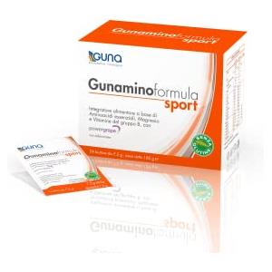 GUNA Gunaminoformula Sport 24 Bustine - Integratore Alimentare Costituito da 8 Aminoacidi Essenziali, Magnesio, Vitamine del Gruppo B e Powergrape.