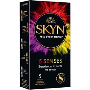 Skyn 5 Senses (5 Preservativi) | Preservativi senza lattice, Skynfeel, Real Feeling, Brufoli, Sapore Daiquiri, Gel riscaldante, compatibile con nostri lubrificanti