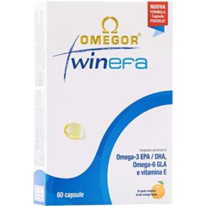 Omegor TwinEFA Integratore di Omega 3 e 6 (60 Capsule) - Da Olio di Pesce in Forma Trigliceride e Olio di Borragine - Per Attività Fisica Intensa e Sindrome Premestruale - Aromatizzato all'Arancia