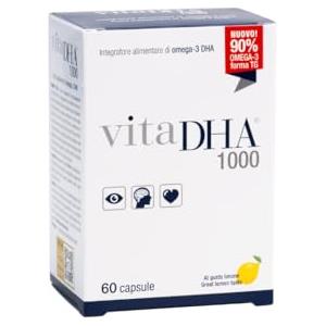 U.G.A. Nutraceuticals VitaDHA 1000 Omega 3 in Forma Trigliceride (60 Capsule) ‒ 500 mg di DHA per Capsula ‒ Integratore Omega 3 Certificato IFOS e Friends of The Sea, Privo di Metalli Pesanti ‒ Aromatizzato al Limone