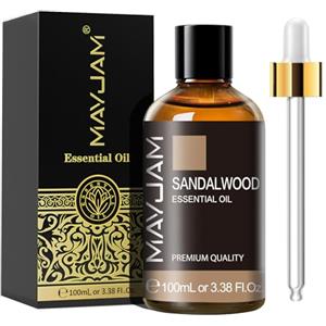 MAYJAM Olio Essenziale Di Sandalo 100ml, Olio Di Sandalo Per Diffusore, Umidificatore, Fai Da Te, Casa, Guardaroba