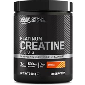 Optimum Nutrition Platinum Creatine Plus, Integratore Alimentare Avanzato per Aumentare Potenza e Prestazioni, con magnesio Aquamin per l'Equilibrio Elettrolitico, Gusto Arancia, 50 dosi, 350 g