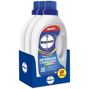 Napisan Detersivo Lavatrice Liquido Igienizzante Capi Colorati, 3 Confezioni da 1.15 l da 69 Lavaggi di Detersivo Lavatrice Liquido