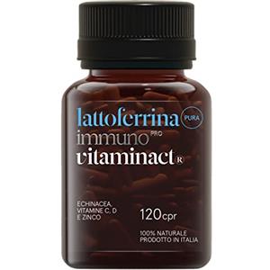 Vitaminact Lattoferrina 200 Immuno Pro - L'unico Con 120 Compresse Pure - Rinforza Le Difese Immunitarie - Potenziata Con Echinacea, Zinco, Vitamine C e D -100% Naturale- Formula Altamente Innovativa.