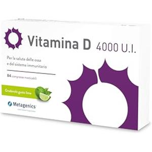 Metagenics Vitamina D 4000 U.I. - Integratore Alimentare Sistema Immunitario - Per la Salute delle Ossa - Gusto Lime - 84 Compresse Masticabili