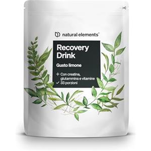 natural elements Recovery Drink Limone - 1000 g - bevanda con maltodestrina, whey protein, creatina, EAA, L-glutammina, vitamine e minerali - magnesio e zinco - prodotto e testato in laboratorio in Germania