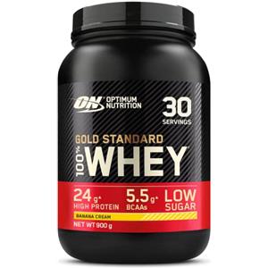 Optimum Nutrition Gold Standard 100% Whey Proteine in polvere per lo Sviluppo e il Recupero Muscolare con Glutammina e Aminoacidi BCAA Naturali, Gusto Crema di Banana, 30 Dosi, 900 g