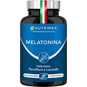 Plastimea Melatonina per dormire | con Valeriana, Passiflora e Lavanda | 60 capsule naturali da 0.95 mg | Favorisce il sonno | Riduce gli effetti del jet lag | Nutrimea