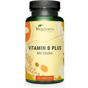 Vegavero VITAMINA B Complex Alto Dosaggio | B1, B2, B3, B5, B6, B7 (Biotina), B9 (Acido Folico), B12 + Colina | Prodotto in Germania | Vegan e Certificato in Laboratorio | Vegavero®