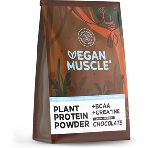 Alpha Foods Proteine in Polvere | Vegan Protein Arricchite con BCAA e creatina monoidrata | Cioccolato | 600g | Aminoacidi Essenziali Pre workout, Mass Gainer | Vegan Muscle Protein | Alpha Foods