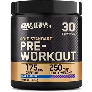 Optimum Nutrition Gold Standard Pre-Workout, Integratore Alimentare in Polvere, Energy Drink con Creatina Monoidrato, Beta Alanina, Caffeina e Vitamine B, Gusto Lampone Blu, 30 Porzioni, 330 g