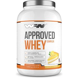 WORLD'S FOOD NUTRITION WFN Approved Whey - Cheesecake al limone - 1 kg - Proteine in polvere con lattasi - Proteine del siero di latte molto solubili - Prodotti in Germania - Testato in laboratorio esterno