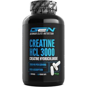 German Elite Nutrition Creatina HCL - 180 capsule - Dosaggio elevato con 3000 mg - Puro cloridrato di creatina - Elevato assorbimento - Elevata biodisponibilità - Vegan