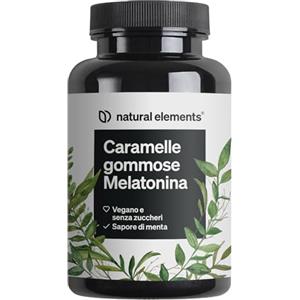 natural elements Caramelle gommose - 1 mg di melatonina, l'ormone del sonno - 90 caramelle gommose con vitamina B6 e gusto menta - - vegane - testate in laboratorio