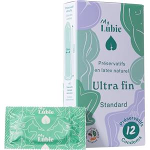 MY LUBIE - 12 Preservativi Ultra Sottili - Lubrificati, Vegan, Equosolidali e non Dannosi - Dimensioni Standard 53 mm - Sensazione Naturale e Resistenza - Qualità Tedesca Premium