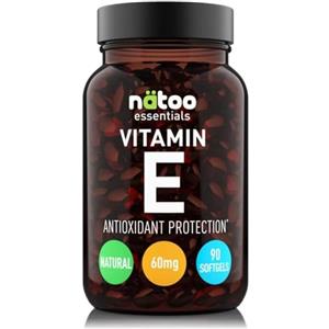 NÄTOO Vitamina E 60mg (90UI) Softgel 90 perle. Integratore naturale (D-Alfa-Tocoferolo) - Vitamina E Pura potente antiossidante - Alto dosaggio 500% del VNR