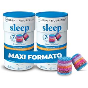 NOURISHƎD UPSA Gummies - Melatonina e Ashwagandha Gummies x60 (Pack of 2) - Senza Zuccheri - per Prendere Sonno più Velocemente- Sleep Integratore Alimentare - con Edulcoranti, Vegan