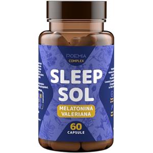 POEMIA Integratore Per Dormire La Notte 500mg Valeriana e Melatonina Forte 1mg Azioni 6 in 1 L-Glicina Luppolo Lavanda Passiflora Biancospino Naturale Regola il Sonno Profondo di Adulti 60 Capsule Sleep Sol