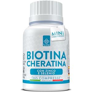 +LIFE Biotina Capelli Pelle Unghie Con Cheratina Zinco Selenio 365 Compresse PiuLife® Vitamine Per Capelli, Biotina Crescita Capelli E Caduta, Integratori Per Capelli Donna Uomo, Unghie Forti Pelle Bella