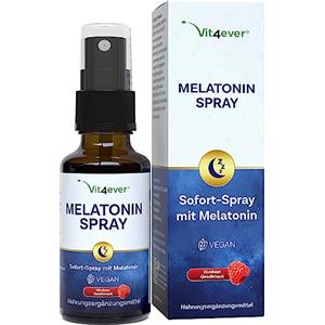 Vit4ever Melatonina Spray - spray istantaneo ad alto dosaggio con 0,5 mg di melatonina per spray - spray per il sonno - senza alcol - testato in laboratorio - vegano - gusto lampone - 30 ml