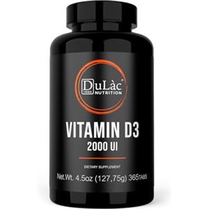 DULÀC FARMACEUTICI 1982 Dulàc - Vitamina D3 2000UI Alto Dosaggio 365 Compresse (12 mesi di Vitamina D3) Integratore Vitamina D, Favorisce Assorbimento di Calcio, Supporta Ossa, Muscoli, Denti e Difese Immunitarie