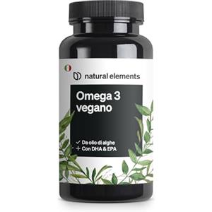 natural elements Omega 3 Vegan ad alta efficienza - 1444mg Olio di Alghe - Ad alto dosaggio con EPA & DHA di alta qualità - 90 Capsule - natural elements